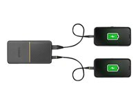 OtterBox - Virtapankki - 15000 mAh - 18 watti(a) - 3 A - PD 3.0, QC 3.0, Fast Charge, Apple Fast Charge, AFC, Huawei Fast Charge, PE 2.0+, SFCP, BC 1.2 - 2 lähtöliittimet (USB, 24 pin USB-C) - johdossa: USB-C - hämärän musta 78-80691