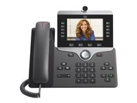 Cisco IP Phone 8865 - IP videopuhelin - sekä digikamera, Bluetooth-liitäntä - IEEE 802.11a/b/g/n/ac (Wi-Fi) - SIP, SDP - 5 linjaa - hiilenharmaa CP-8865-K9=