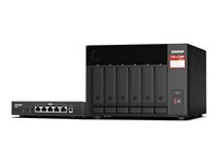 QNAP TS-673A - NAS-palvelin - 6 telineet - SATA 6Gb/s - RAID JBOD, RAID 0, 1, 10, 50, 60, 5, 6 - RAM 8 Gt - 2.5 Gigabit Ethernet - iSCSI tuki - sekä QSW-1105-5T-kytkin TS-673A-SW5T