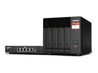 QNAP TS-473A - NAS-palvelin - 4 telineet - SATA 6Gb/s - RAID JBOD, RAID 0, 1, 10, 5, 6 - RAM 8 Gt - 2.5 Gigabit Ethernet - iSCSI tuki - sekä QSW-1105-5T-kytkin TS-473A-SW5T