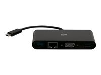 C2G USB C to HDMI, VGA, USB A, Ethernet Adapter - 4K 30Hz - Black - Telakointiasema - USB-C / Thunderbolt 3 - VGA, HDMI - 1GbE C2G29828