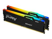 Kingston FURY Beast RGB - DDR5 - pakkaus - 32 Gt: 2 x 16 Gt - DIMM 288 nastaa - 6400 MHz / PC5-51200 - CL32 - 1.4 V - puskuroimaton - on-die ECC - musta KF564C32BBEAK2-32