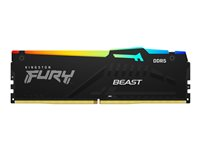 Kingston FURY Beast RGB - DDR5 - moduuli - 16 Gt - DIMM 288 nastaa - 6400 MHz / PC5-51200 - CL32 - 1.4 V - puskuroimaton - on-die ECC - musta KF564C32BBA-16